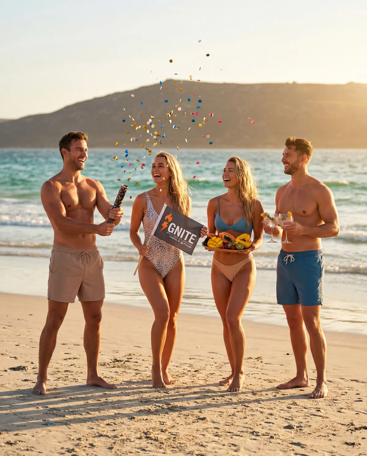Ignite challenge winners celebrating on the beach